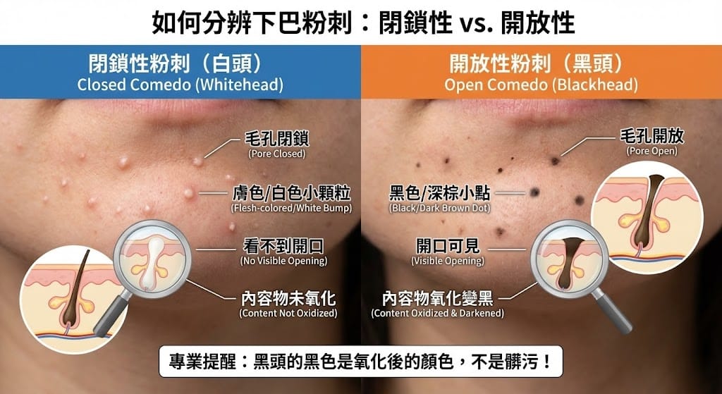 How to distinguish chin acne (comedones)?